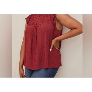 Torrid Burgundy Red Eyelet Ruffle Sleeve Top size 2X